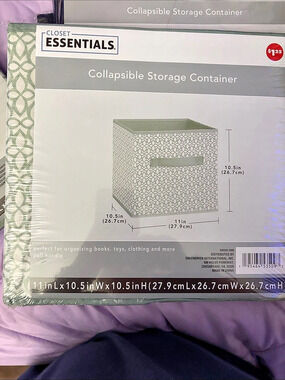 Closet Essentials Collapsible Storage Container Green & White Geometric